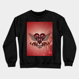 Awesome haert with skulls and birds Crewneck Sweatshirt